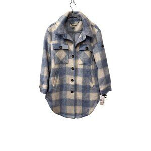 Koolaburra By UGG Blue & White Plaid Faux Fur Shacket Jacket M NWT